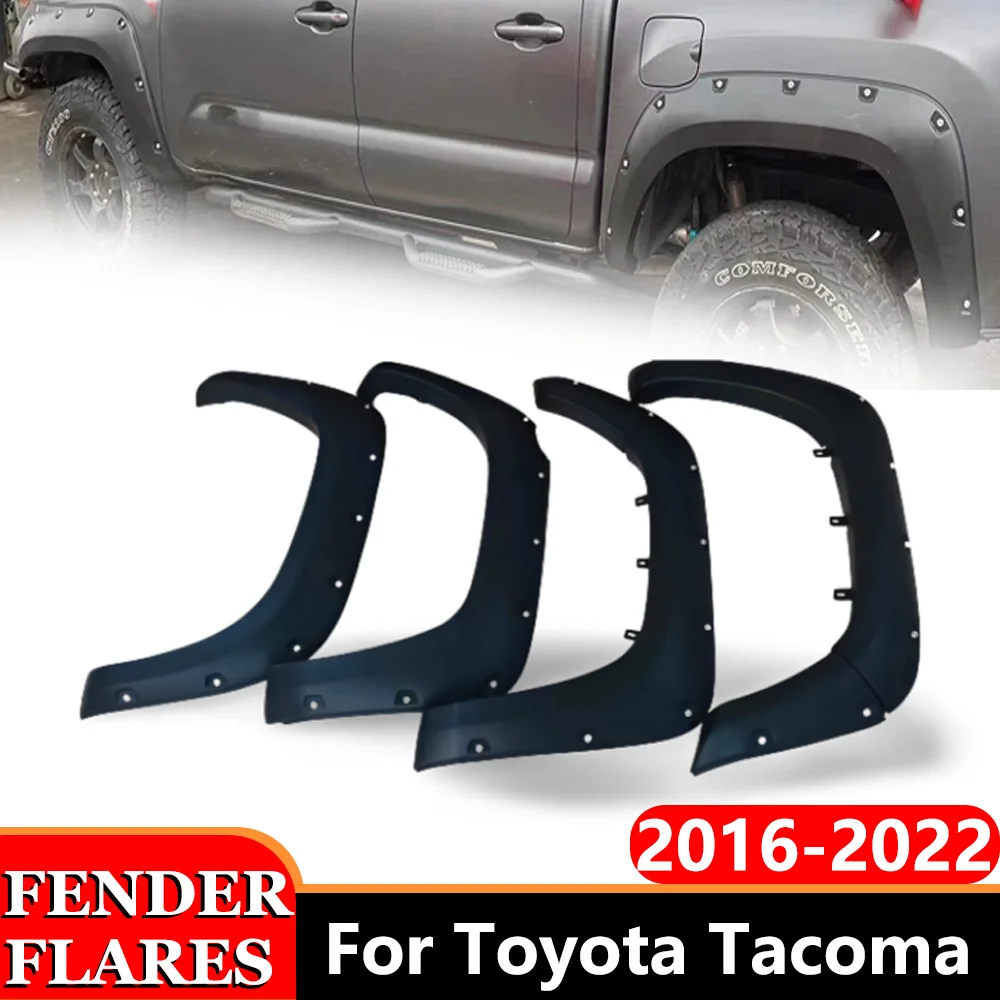 Guardabarros de coche 4X4 para Toyota Tacoma 2016 2017 2018 2019 2020 2021 2022, guardabarros de arco de rueda, tuerca de remache de bolsillo de cabina doble