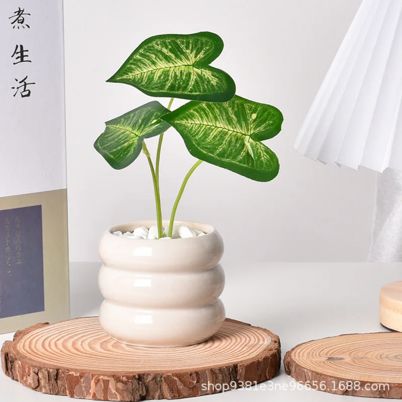 Ceramic Self-Watering Succulent Planter, White Minimalist Pot with Drainage Hole, Indoor Desktop Flower Plant Pot for Home Decor - view 3