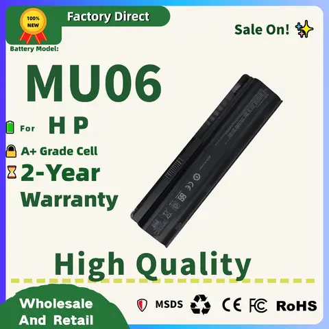 Factory Direct! MU06 Laptop Battery for HP Pavilion G4 G6 G7 CQ42 CQ32 G42 CQ43 G32 DV6 DM4 G72 593562-001-2-Year Warranty