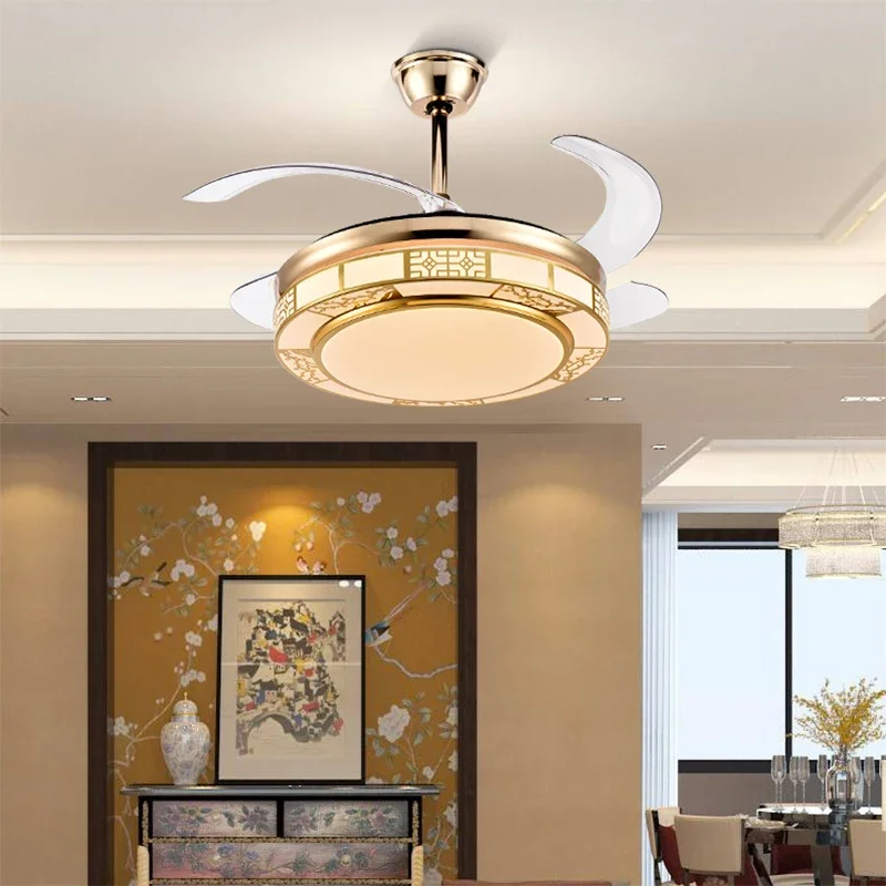 

modern simple residential 42 inch dimmable ventilador de teto decorative remote control acrylic led fan ceiling light