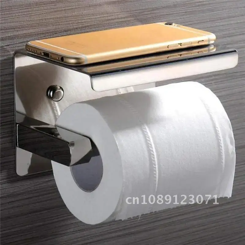 

Bathroom Toilet Towel Paper Holder Phone Holder Wall Mount WC Rolhouder Paper Holder With Shelf Towel Rack Tissue Boxes Black