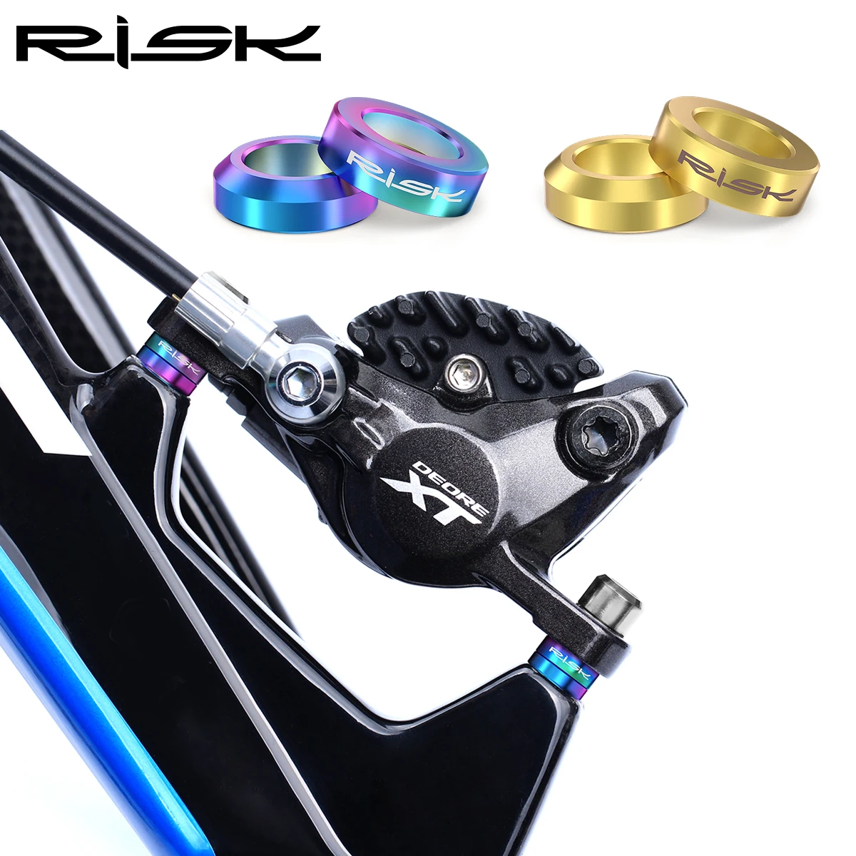 RISK 4Pcs/box MTB Bike Hydraulic Disc Brake Caliper Concave and Convex Washer Spacer Bicycle M6 O Ring Gasket Screw Fastener