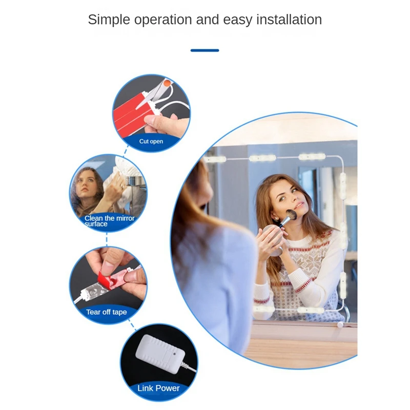 셀프 접착 LED 캐비닛 조명, 옷장 조명, 터치에 민감한 분위기 조명, 거울용 LED 화장대 조명