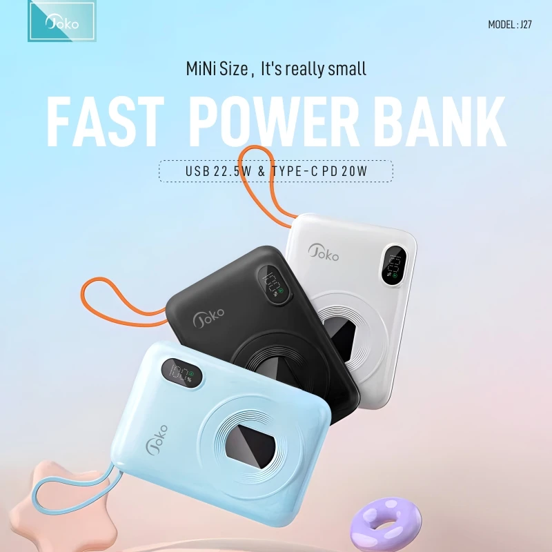 

KONFULON Mini 10000mAh Power Bank Portable 22.5W Fast Chaegr Build in Cable Bank Outdoor Spare Battery For Xiaomi Iphone Huawei