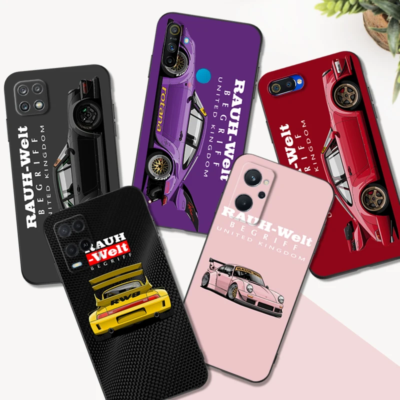 Черный чехол ТПУ для спортивного автомобиля Realme C2 C3 C12 C15 C35 C30 C31 C20 C21 C21Y C25 C25Y C25S C11 2021 2020 jdm RWB 911 964 933