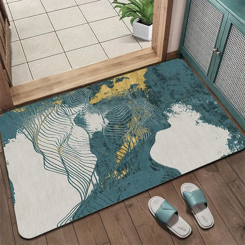 Vintage Grey Border Door Mat Classical Geometric Entrance Doormat Non-Slip Absorbent Bathroom Kitchen Rug Carpet