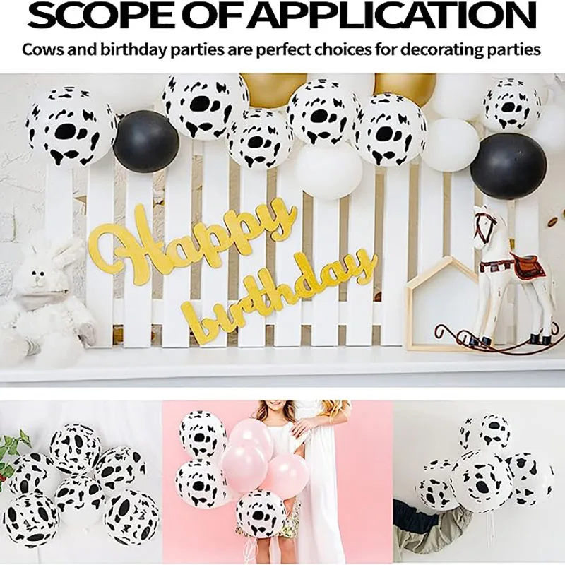 20pcs Black White Animal Cow Latex Balloons Cow Helium Balls Birthday Party Decoration Toy Farm Jungle Balloons Theme Air Globos