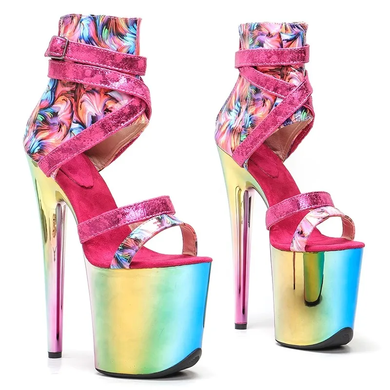 

Women New 20CM/8inches PU Upper Sexy Exotic High Heel Platform Party Sandals Pole Dance Shoes Model Shows Sandals 213