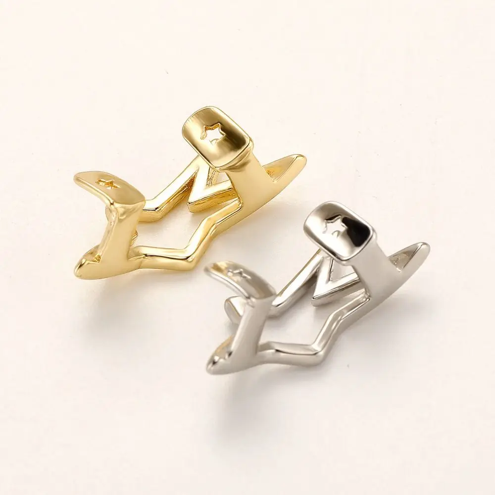 موضة النحاس غير النظامية ستار الأسنان Grillz الهيب هوب الشرير الجوف شوايات الأسنان لامعة يمكن ارتداؤها الخماسي الأسنان قبعات الرجال النساء #5