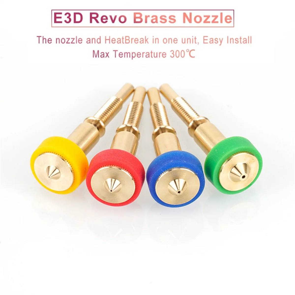 L68A4pcs All-In-One Brass Titanium Nozzle 0.25/0.4/0.6/0.8mm Heatbreak Brass Titanium Nozzle for E3D Revo Hotend Extruder