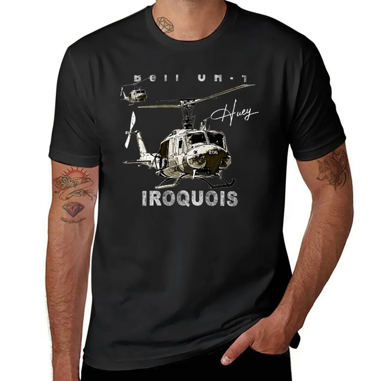 Bell UH-1 Iroquois Helicopter T-Shirt hippie clothes plus size tops tops t shirts for men cotton