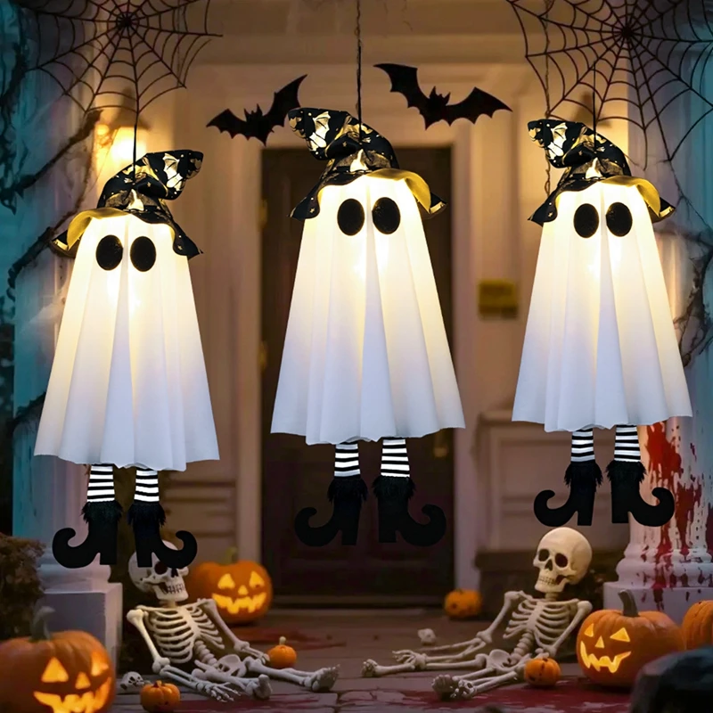 

Halloween Party Home Indoor Outdoor Yard Decoration Halloween Decor LED Light Up Witch Ghost for Scary Hanging Ornaments Gift