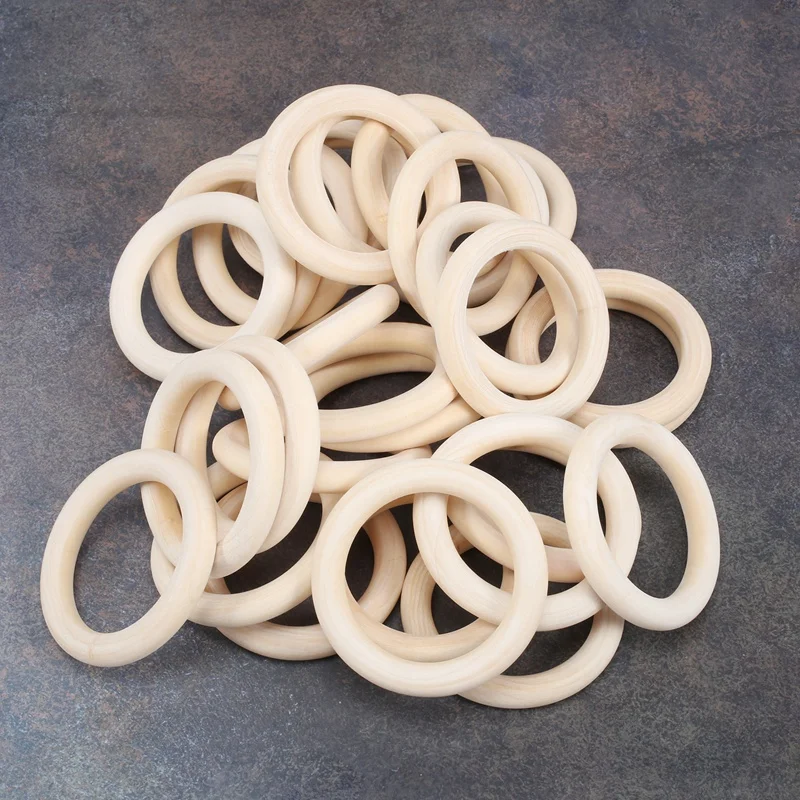 30Pcs 70Mm Wood Rings,Wooden Ring Wood Circles For DIY Crafts, Macrame Plant Hanger,Ornaments And Jewelry Making