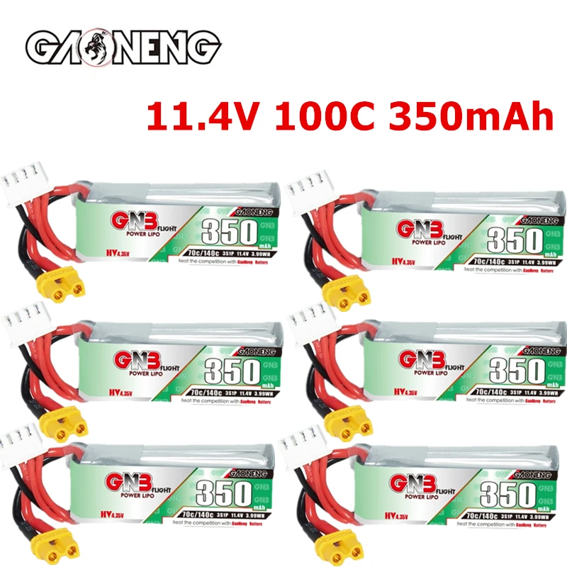 GAONENG GNB 350mah 3S1P 11.4V 70C HV Lipo Battery With XT30 Plug For BETAFPV Beta75X 3S Beta65X 2S Whoop Drones Parts XT30U-F