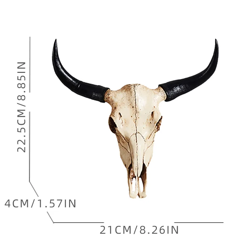 Vintage Bull Head Wall Mount Resin Antler Plaque Farmhouse Lodge Cabin Decor Rustic Home Office Mantel Art Unique Halloween Gift