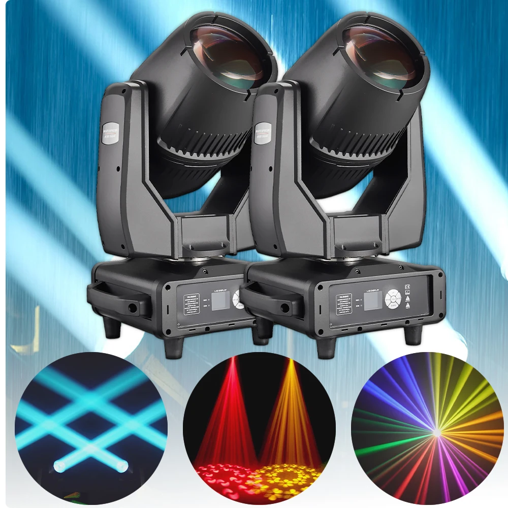 2Pack Outdoor Mini 380W Beam Light IP65 Waterproof DMX512 RGB Rainbow Effects Electronic Focus for Stage Concert Clubs Theaters