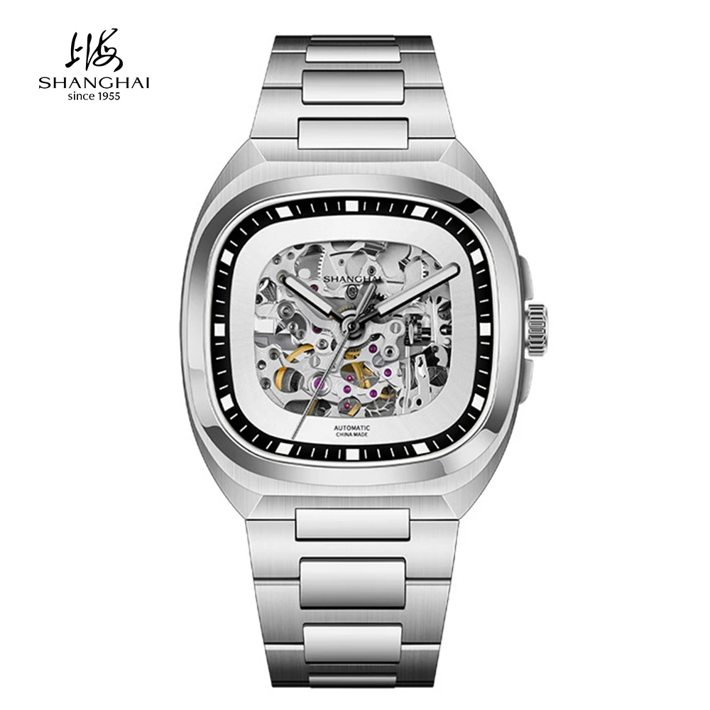 

Мужские автоматические наручные часы Shanghai Watch 38 мм, ретро-квадратные, с механизмом 8N24, светящиеся, из нержавеющей стали 316L, SH027