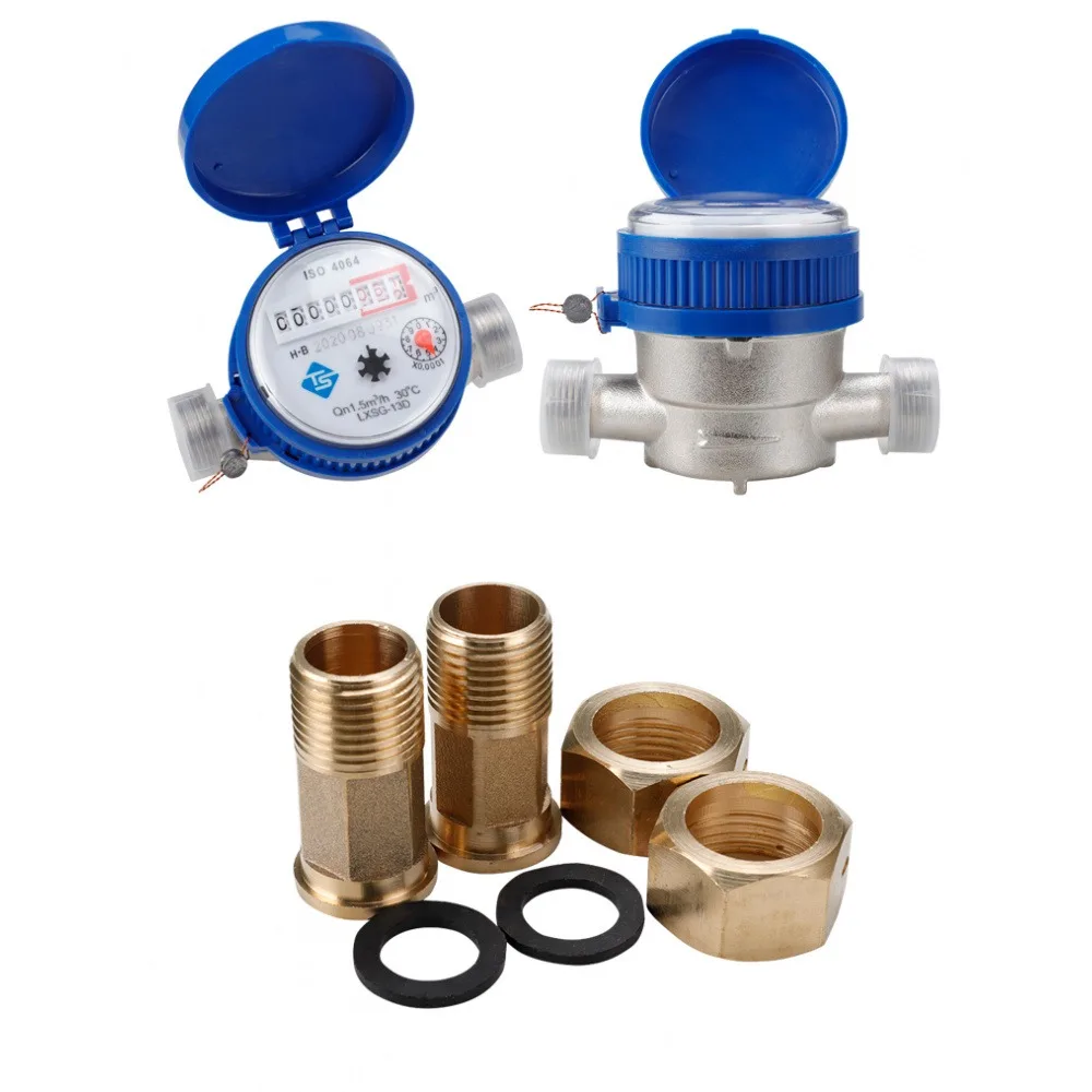 

TS-S300E Water Flow Meter Rotor Type Wing Rotation Structure Digital Dispaly Smart Water Flow Meter Anti-rust Copper Joints