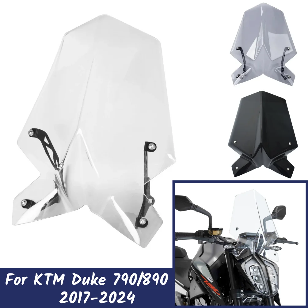 

Ветровое стекло для мотоцикла KTM Duke 790 2017-2024, ветрозащитный экран, дефлекторы воздуха, передний экран для Duke 890 790 R 2021-2023