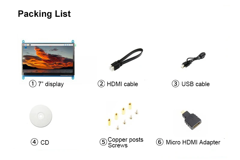 شاشة 7 بوصة 1024X600 IPS تعمل باللمس شاشة LCD متوافقة مع HDMI شاشة كمبيوتر صغيرة ثانوية شاشة محمولة لـ Rapberry Pi5 4/3B
