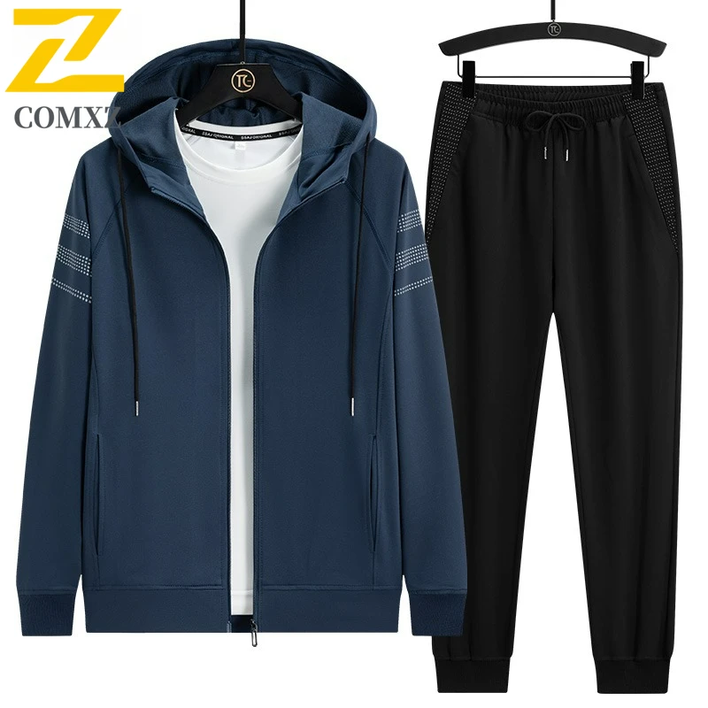 

Men Set Large Size 7XL 8XL Casual New Autumn Winter Homme Suit Sweatshirt + Sweatpants Men's Two-piece set Male Tracksuit Jacket
