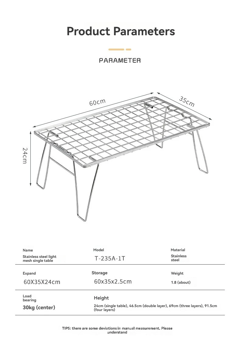 CAMPINGMOON T-235A-2T Doppelschichtiger Hochleistungs-Camping-BBQ-Aufbewahrungstisch Silber Edelstahl Outdoor-Klapptisch für BBQ – Detail 12
