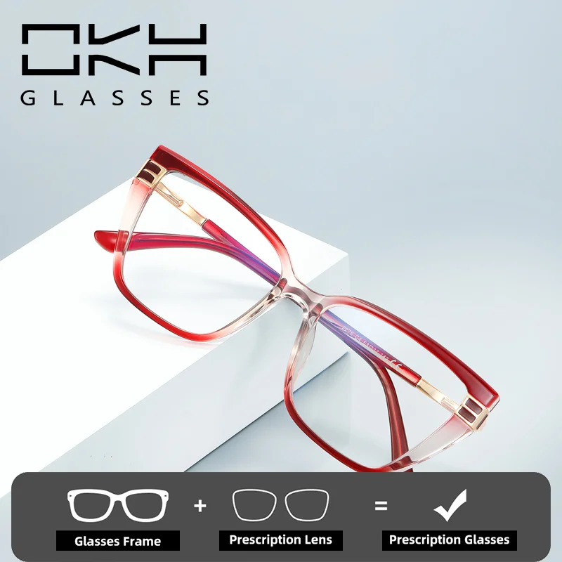 

OKH 2025 TR90 Optical Frame Female Progressive Double-color Anti-radiation Blue Light Glasses Prescription Eyeglasses Myopia