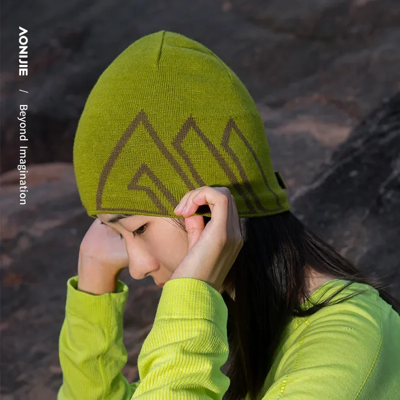 AONIJIE Winter Wool Cap Winter Knitted Hats Winter Windproof Thick Warm For Outdoor Camping Hiking Skiing Running Snowboarding