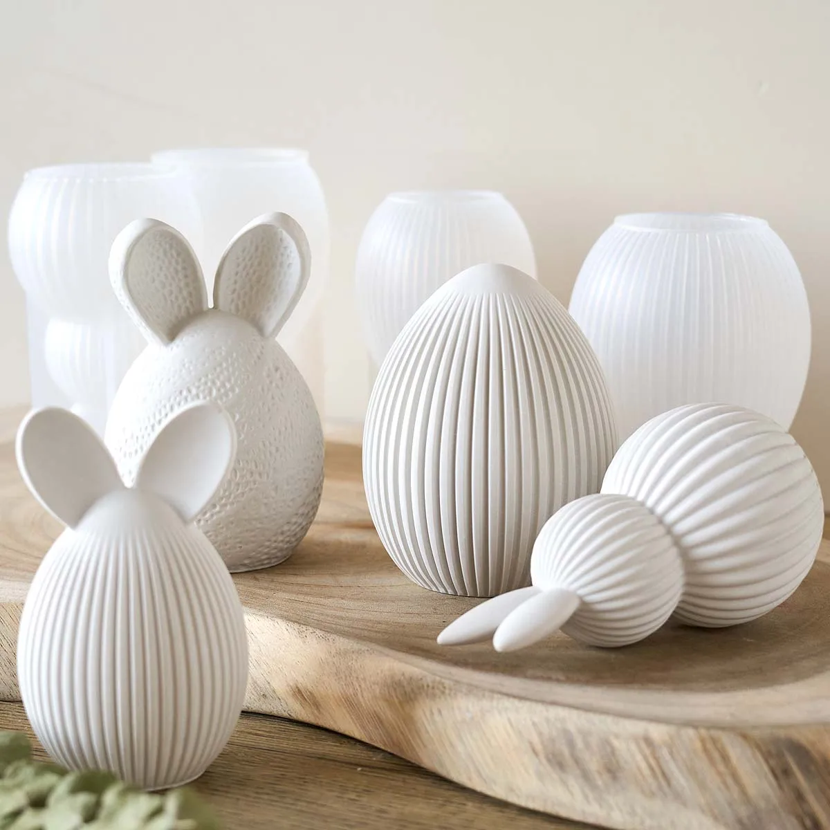 Easter Egg Bunny Silicone Candle Mold DIY Handmade Double Rabbit Ear Soap Plaster Resin Craft Casting Molds Home Decor Art Gifts