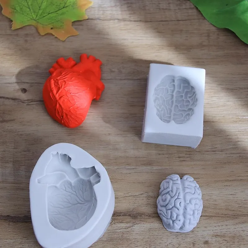 Creative Simulation Heart Mold, Brain Shape, Food Silicone, Chocolate, Soap, Concrete Hand Mold