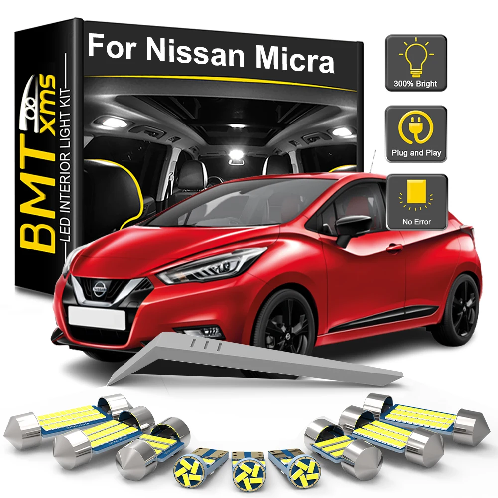 BMTxms For Nissan Micra K11 K12 K13 K14 II III IV V 1993-2016 2017 2018 2019 2020 2021 Car LED Interior Light Kit Lamp Canbus