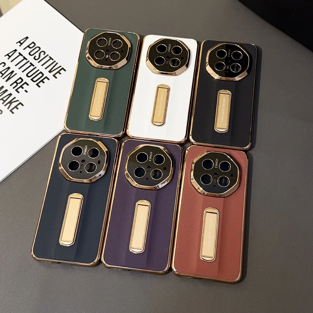 

Solid Color Leather High-Grade Phone Case for Huawei Mate 70 60 Pro+/Mate 60 RS with Hide Stand