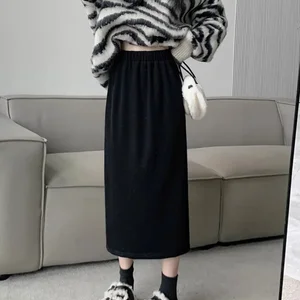 Frauenbaumvelvet-Halbschrank, hohe Taille, Gewichtsform, klein, elegant, Damen, Herbst, Winter 10 Hauptverkaufsrockmodellierung - №7