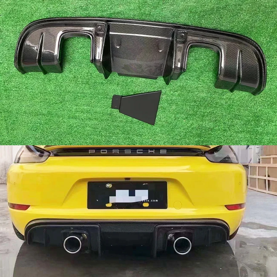 For Porsche 718 Cayman 982 Bxoster 982 upgrade Carbon Fiber Car Rear Bumper Diffuser Rear Splitters Spoiler Back lip body kit