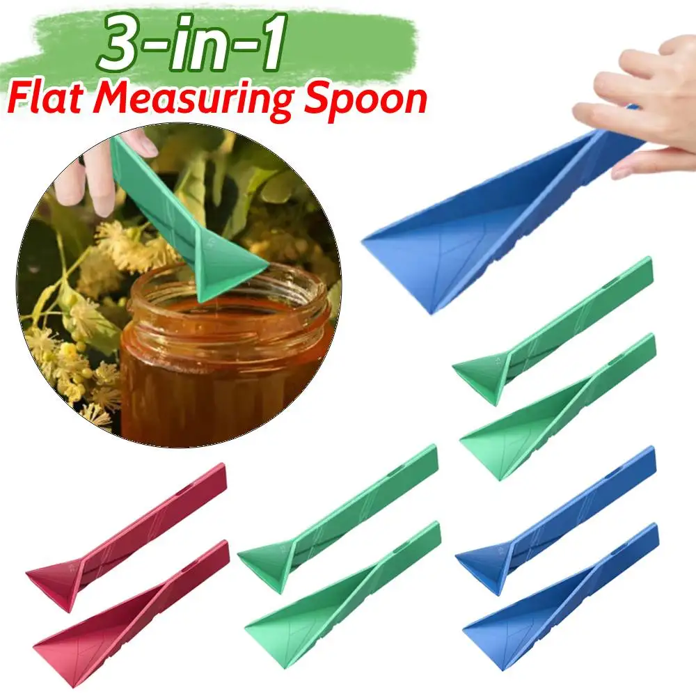 2Pcs Polygons Flat 3-in-1 Measuring Spoons Folds Cooking Baking Tablespoon Folding Spoons Multifunction Flat Measuring Cups