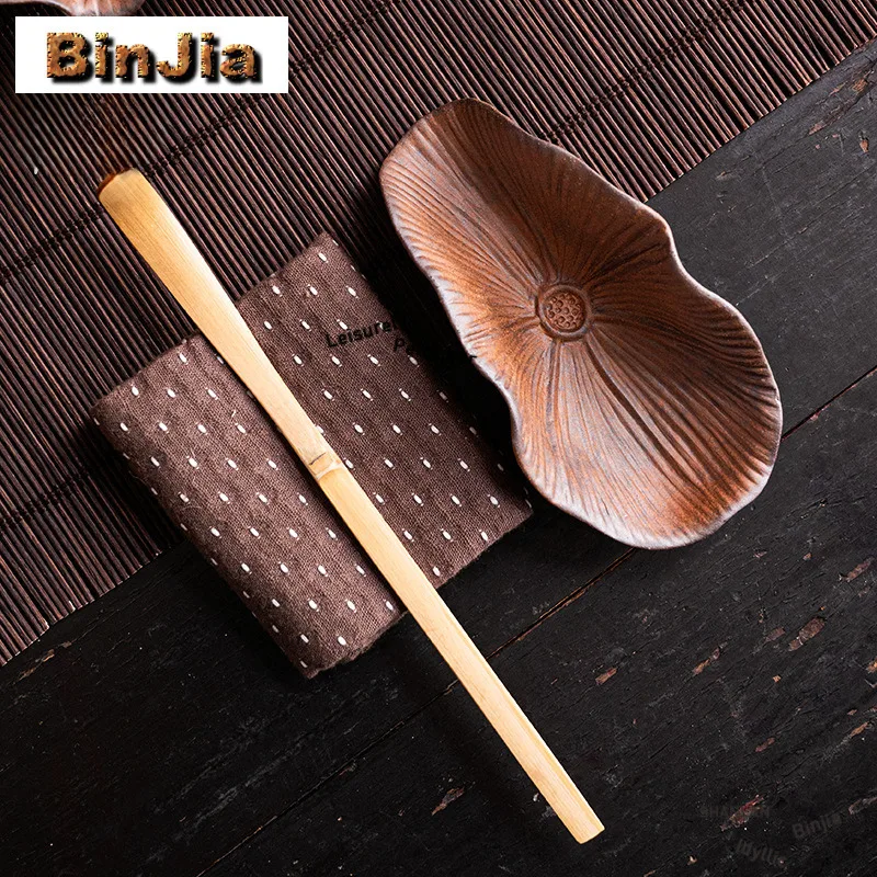 

Coarse Pottery Lotus Leaaf Tea Scoop Ancient Shovel Chahe Household Awakening Tea Ladle Dahongpao Cafes Accessories Ornaments