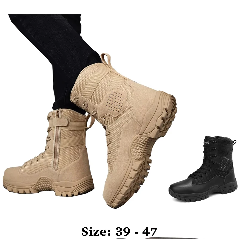 

Высококачественные кожаные ботинки-дезерты длиной до щиколотки для мужчин, размер 46 47 новинка 2024 года осенняя уличная походная обувь для горных прогулок цвет черный хаки