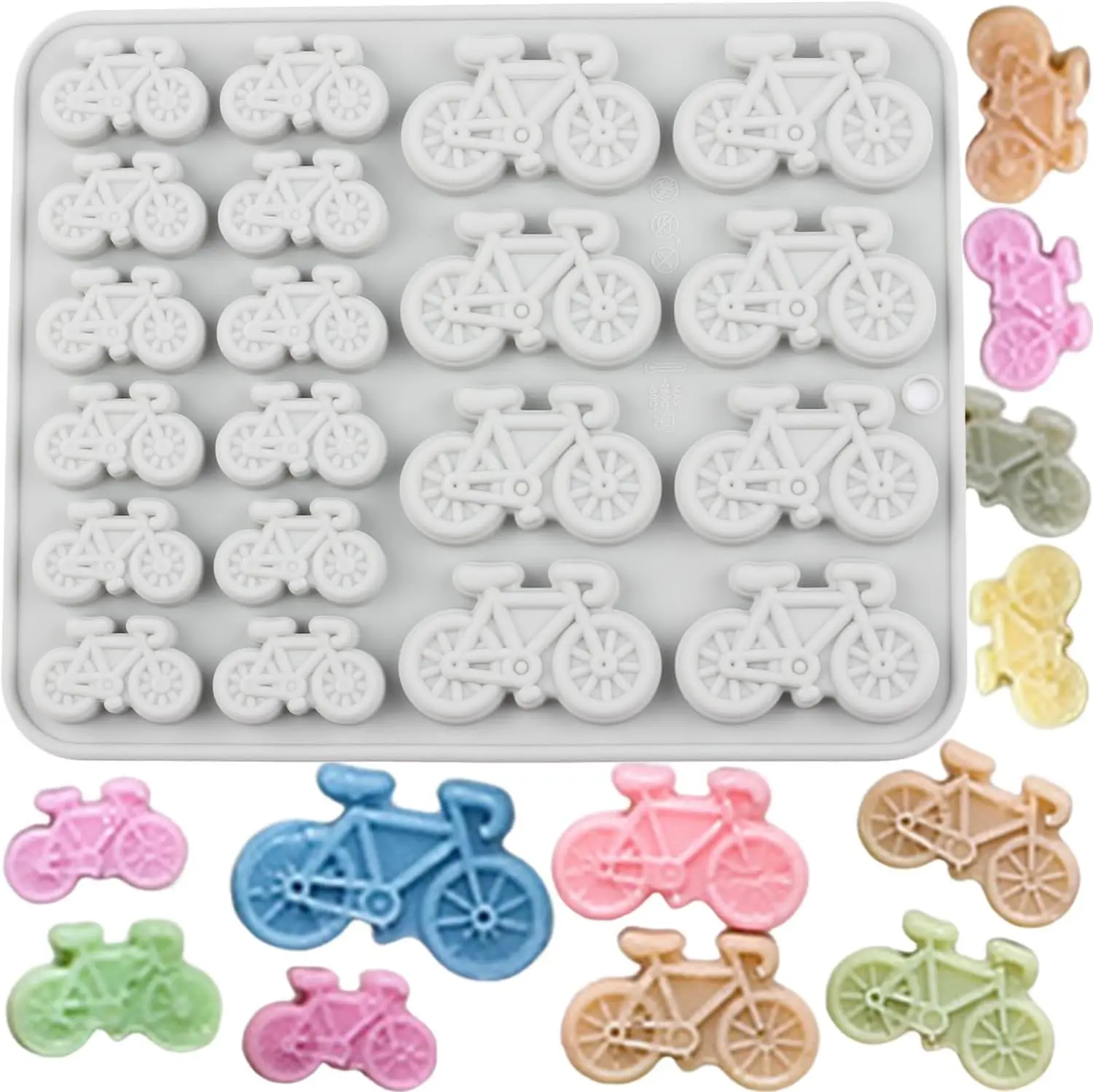 

20 Cavity Road Vehicle Silicone Molds Bicycle Shapes of Different Sizes Soft Candy Baking Cakes Chocolate Molds Cake Decoration