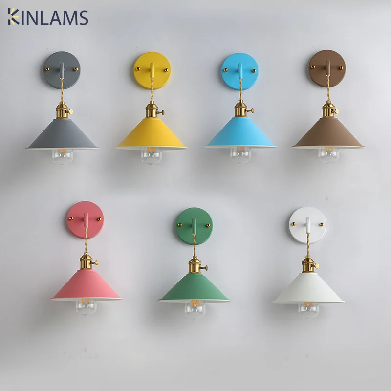 

Nordic Macaron Color Wall Lamp Restaurant Bar Cafe Wall Lamp Living Room Study Bedroom Bedside Personality Creative Wall Lamp