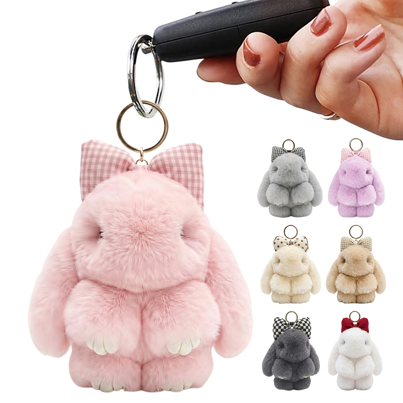 

Bunny Keychain with Tin Box Charming Rabbit Design Car Handbag Keyring Cute Plush Key Chain Easter Gift for Backpack Bag Charm