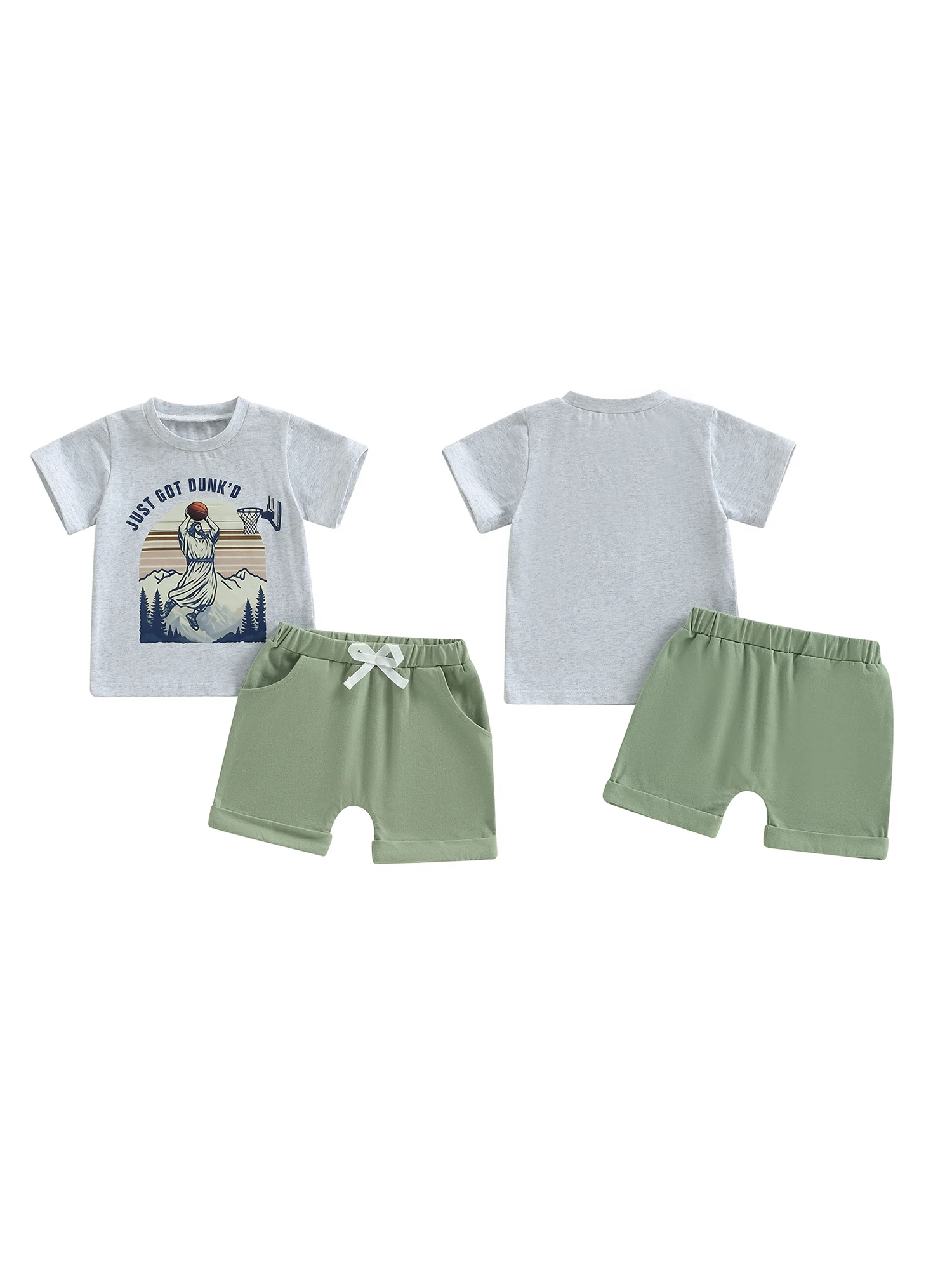 

Adorable Infant Boy Casual Wear Little Explorer Graphic Tee and Denim Shorts 2-Piece Set for Summer Fun