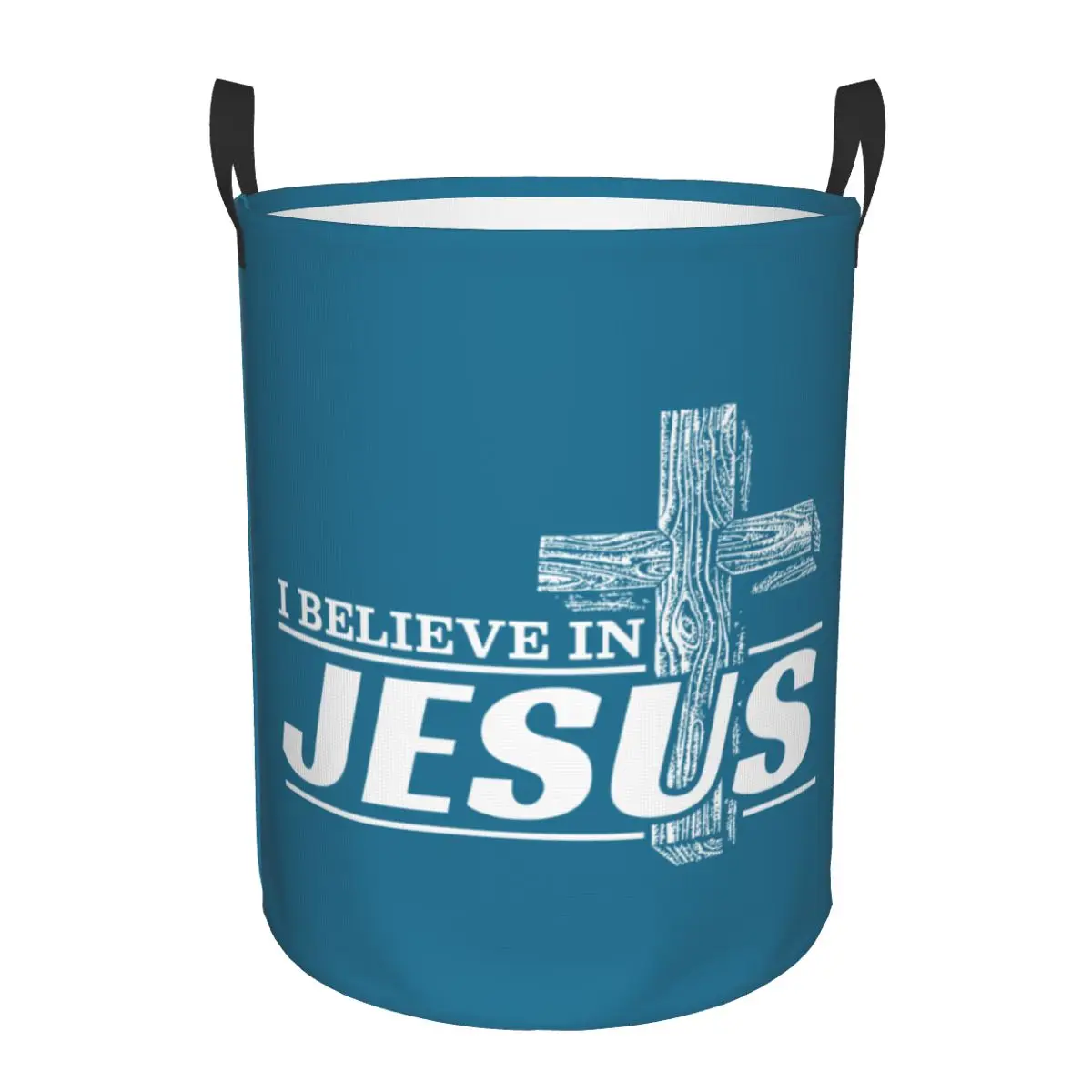 I Believe In Jesus Christ Laundry Basket Foldable Large Capacity Clothes Storage Bin Cristianity Faith Baby Hamper