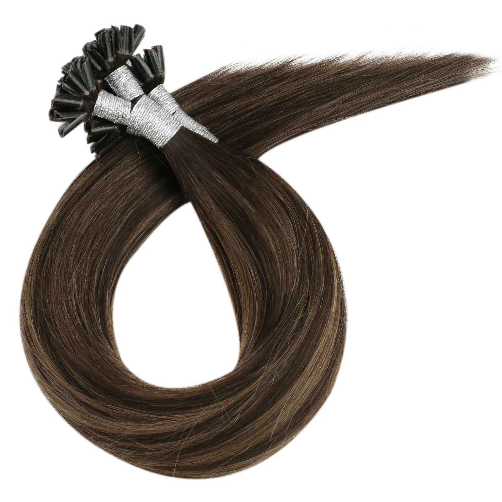 Moresoo Nails Tip Haarverlängerungen, 100 % echtes Echthaar, brasilianisches Haar, maschinelles Remy, 50 g, 50 S, für Frauen, gerade U-Tip-Extensions