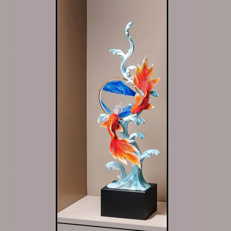 Moving Sand Art Tabletop Decor, Fish Pattern Sand Painting Ornament for Entryway Living Room Niche Office New House Decoration