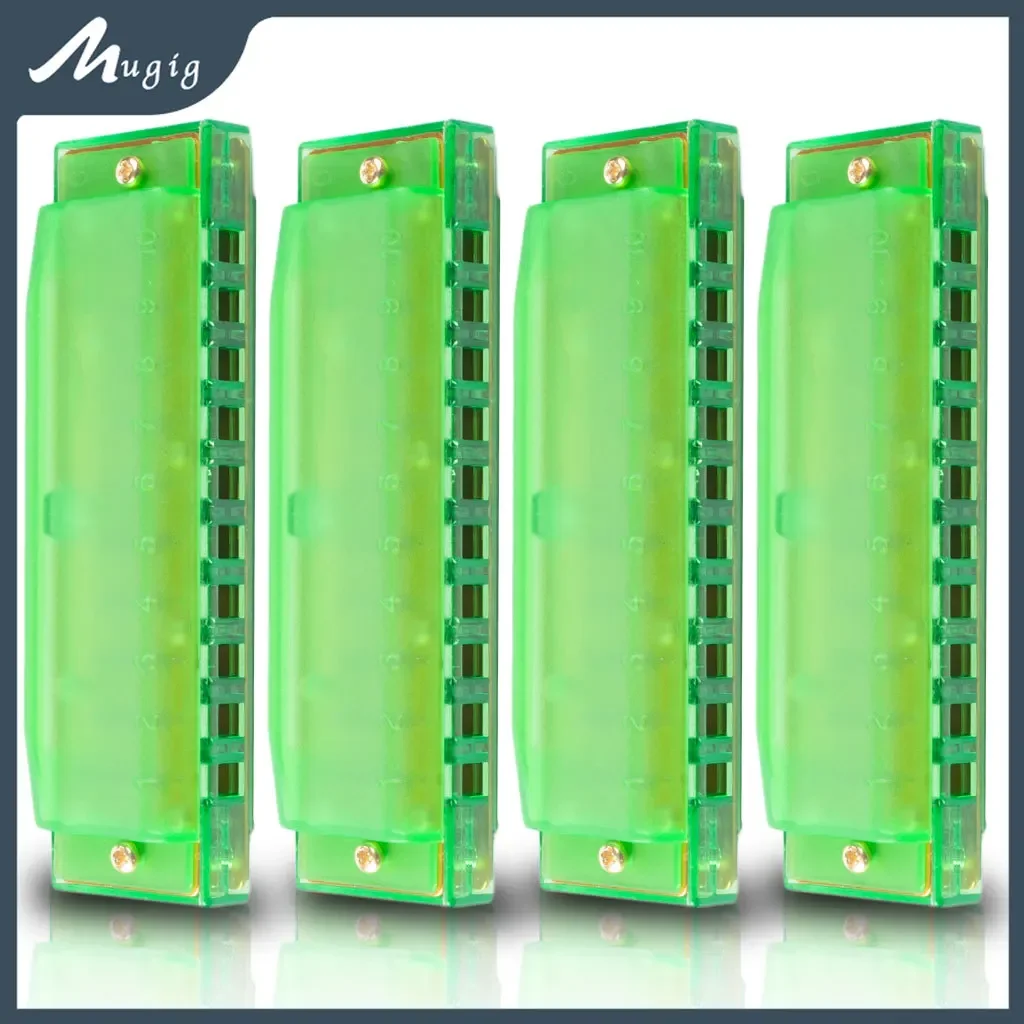 Mugig 5 Pieces 10 Hole Cute Harmonica for Beginners Educational Kids Children Harmonica Toy Green