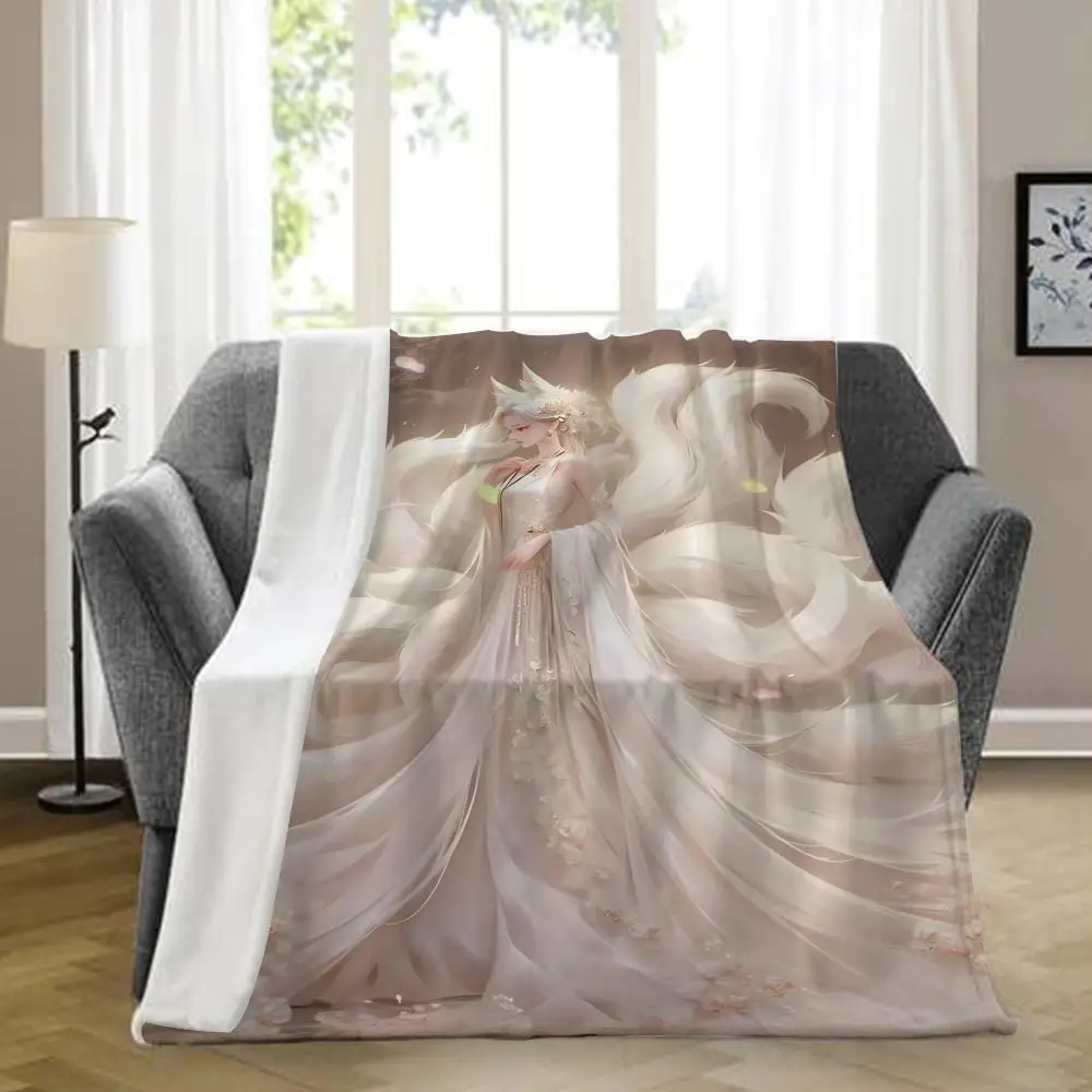 

Sexy Fox Charm Throw Blanket Aesthetic Art Flannel Blanket Portable Home Travel Camping Sofa Picnic Thickening Flannel Blanket