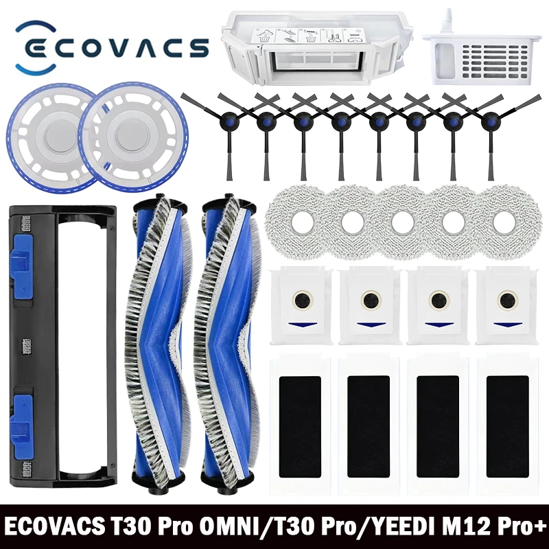 Ecovacs Debot T30 Pro Omni / T30 OMNI / YEEDI M12 Pro+ Parti Rullo Spazzola Laterale Filtro Hepa Sacchetto per la Polvere Mop Staffa in Tessuto