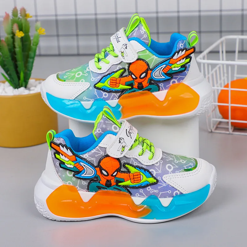 Disney Kinderschoenen Mode Cartoon Spiderman Sneakers Voor Jongens Ademende Sportschoenen Anti-Slip Peuter Schoenen Student Schoenen