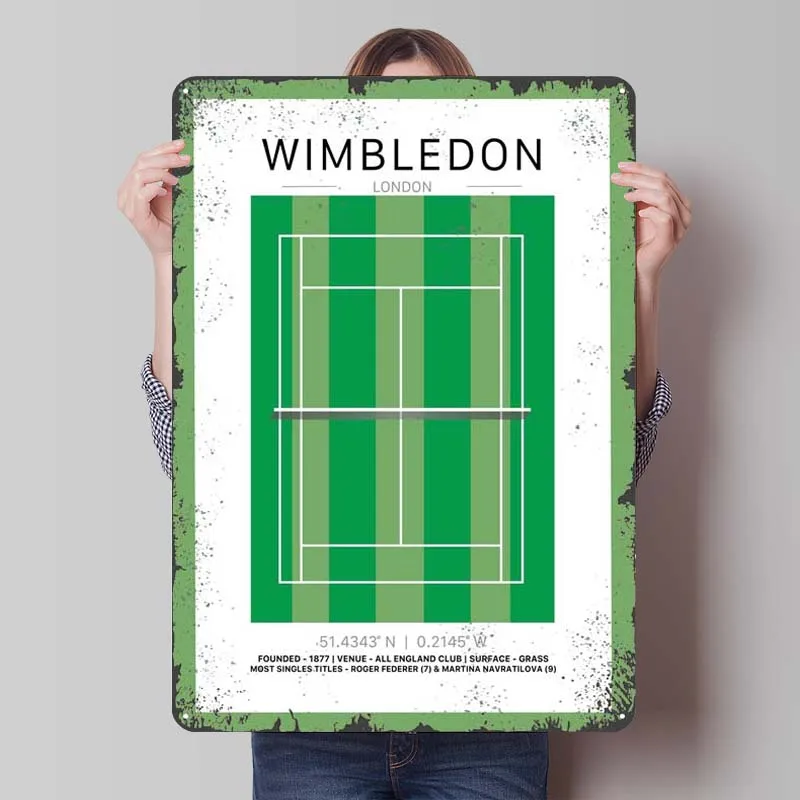 Wimbledon Metal Signs Sports Poster Bedroom Decoration Living Room High Quality Tinplate Sign for Wall Art Decoration Retro Home