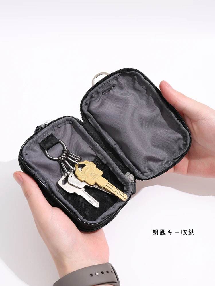 Cartera informal de estilo japonés para hombre, bolsa pequeña impermeable, organizador de llaves de diseñador, monedero para llaves